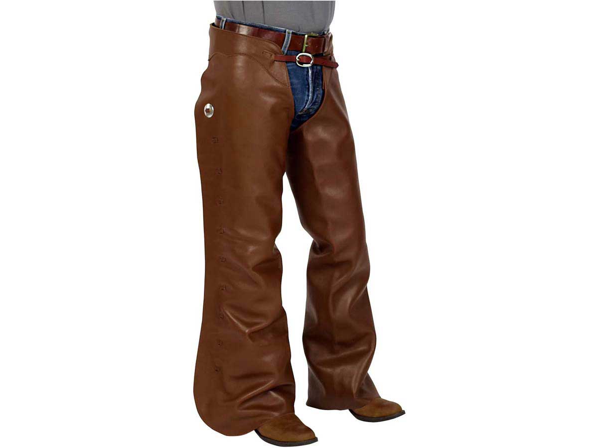 Cowboy Basic Shotgun Chaps K BAR J Leather - Mounted Shooting Apparel ...