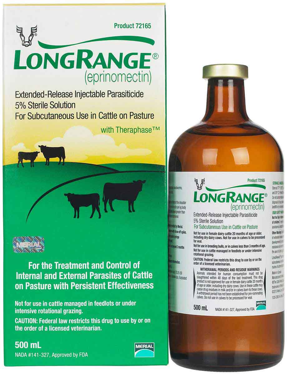 LongRange Extended Release Parasiticide For Cattle Merial Safe 