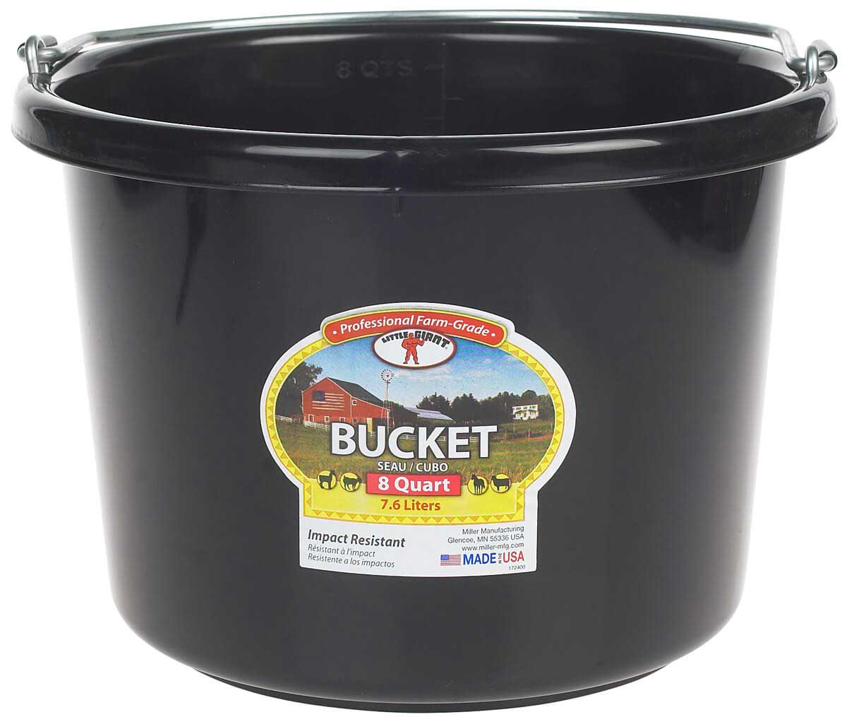 Little Giant 8 Quart Plastic Bucket - Black