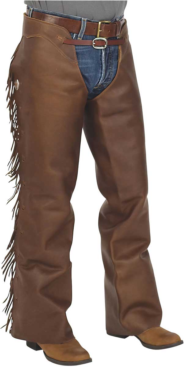 Cowboy Basic Shotgun Chaps with Fringe K BAR J Leather ( - Supplies ...