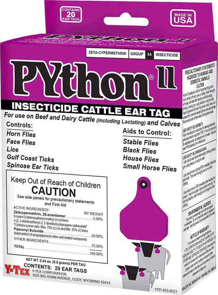Python II Insecticide Cattle Ear Tags - 20 Count